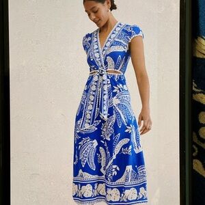 Blue and White Floral Women Dress
